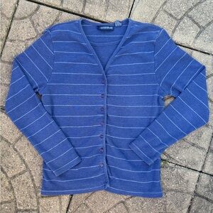 Mountain Lake Navy Blue Stripped Cardigan With An Attached Garment Shirt